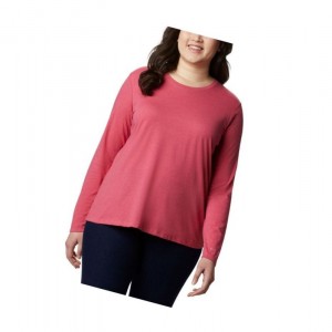 Columbia Solar Shield Long Sleeve Plus Size Sweatshirt Kadın Pembe | 05693-SPAJ