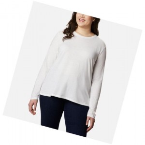 Columbia Solar Shield Long Sleeve Plus Size Sweatshirt Kadın Beyaz | 01243-JIKR