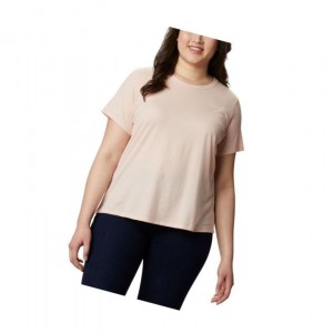 Columbia Solar Shield Short Sleeve Plus Size Tişört Kadın Pembe | 96251-ZOEJ