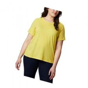 Columbia Solar Shield Short Sleeve Plus Size Tişört Kadın Sarı | 69054-TWGO