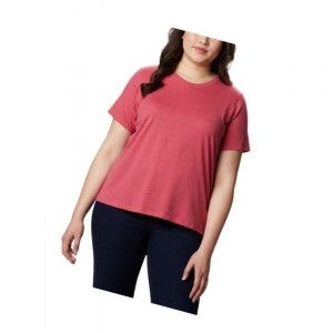 Columbia Solar Shield Short Sleeve Plus Size Tişört Kadın Pembe | 15372-ZBDM