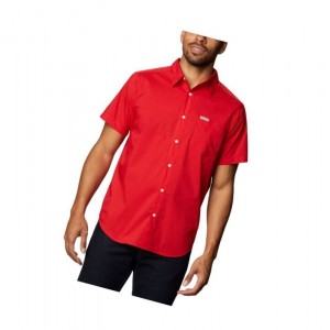 Columbia Spring Time Short Sleeve Gömlek Erkek Açık Kırmızı | 84512-WQIZ
