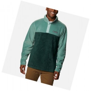 Columbia Steens Mountain Half Snap Fleece Sweatshirt Erkek Yeşil Açık Turkuaz | 93610-NILQ