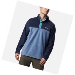 Columbia Steens Mountain Half Snap Fleece Sweatshirt Erkek Mavi Gri Lacivert Mavi | 20784-HSTZ
