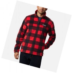 Columbia Steens Mountain Printed Fleece Mont Erkek Mavi Kırmızı | 56107-MQZJ