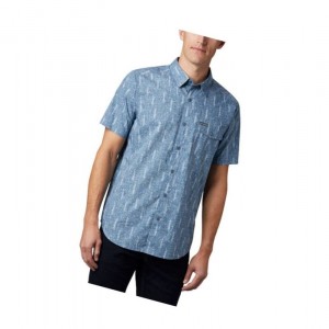Columbia Summer Chill Short Sleeve Gömlek Erkek Mavi | 91802-QDAN