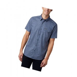 Columbia Summer Chill Short Sleeve Gömlek Erkek Mavi | 91523-OJUC