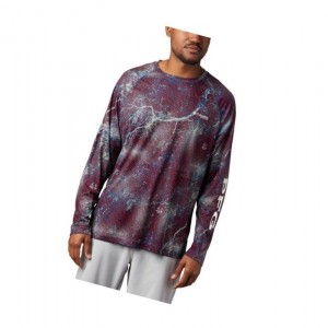 Columbia Super Terminal Tackle Long Sleeve Sweatshirt Erkek Koyu Gri Kahverengi | 94735-PVKG