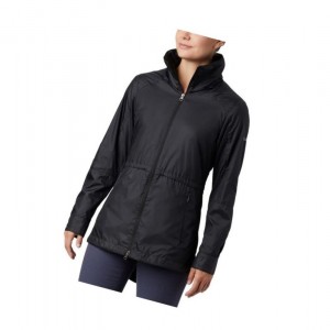 Columbia Sustina Springs Long Lined Windbreaker Mont Kadın Siyah | 08647-UTIF