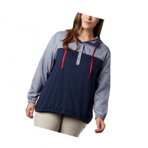 Columbia Tamiami Plus Size Kapşonlu Kadın Lacivert Kırmızı | 83694-RWJE