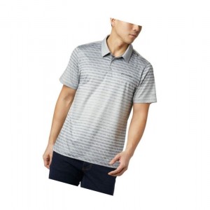 Columbia Tech Trail Print Polo Gömlek Erkek Gri | 73689-IPUH