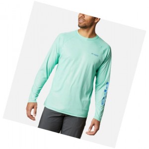 Columbia Terminal Deflector Long Sleeve Sweatshirt Erkek Yeşil Mavi | 17632-VFQT