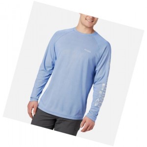 Columbia Terminal Deflector Long Sleeve Sweatshirt Erkek Mavi Gri | 13476-LEYB