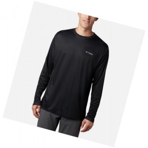 Columbia Terminal Tackle PFG Fish Flag Long Sleeve Tall Sweatshirt Erkek Siyah Koyu Gri | 74290-XSZA
