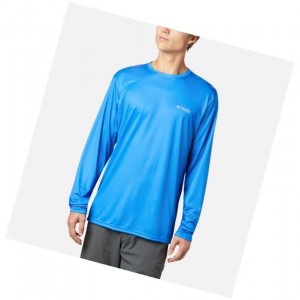 Columbia Terminal Tackle PFG State Triangle Long Sleeve Tall Sweatshirt Erkek Mavi | 06371-OUYC