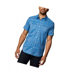 Columbia Thirty Mile Ledge Short Sleeve Gömlek Erkek Mavi | 83459-BDES