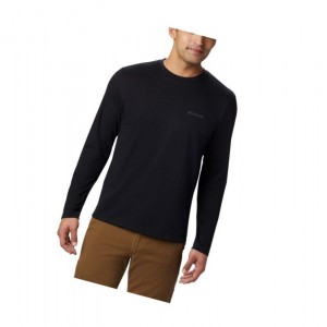 Columbia Thistletown Park Crew Neck Long Sleeve Sweatshirt Erkek Siyah | 09843-KWOG