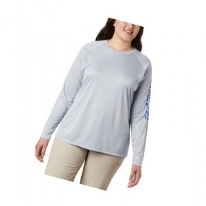 Columbia Tidal Heather Long Sleeve Sweatshirt Kadın Gri Mavi | 51320-MAUC