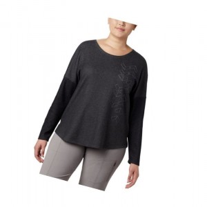 Columbia Times Two Novelty Knit Long Sleeve Plus Size Sweatshirt Kadın Siyah | 83649-KGYF