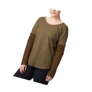 Columbia Times Two Novelty Knit Long Sleeve Sweatshirt Kadın Zeytin Yeşili | 53046-BNGA
