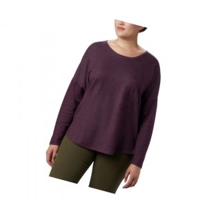 Columbia Times Two Novelty Knit Long Sleeve Plus Size Sweatshirt Kadın Siyah Pembe | 25410-XJYB