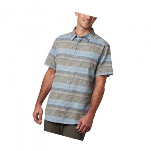 Columbia Under Exposure Yarn Dye Short Sleeve Big Gömlek Erkek Mavi | 93406-GNXI