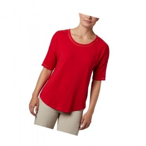 Columbia Water Knit 3/4 Sleeve PFG Fishing Kadın Kırmızı | 16428-KNES