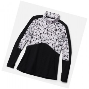 Columbia Winter Power Quarter Zip Knit Sweatshirt Kadın Siyah Beyaz | 94523-QEAX