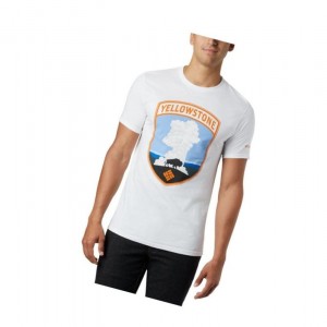 Columbia Yellow Cotton Tişört Erkek Beyaz | 36048-VADO