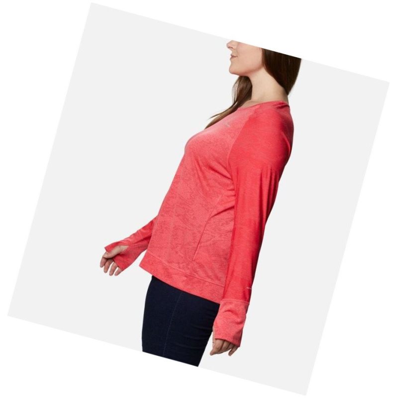 Columbia Adventura Hiking Long Sleeve Plus Size Sweatshirt Kadın Açık Pembe Camo | 51274-MRWL
