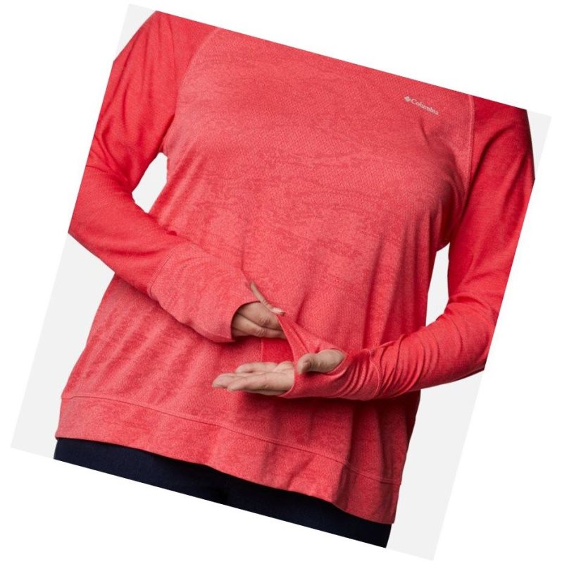 Columbia Adventura Hiking Long Sleeve Plus Size Sweatshirt Kadın Açık Pembe Camo | 51274-MRWL