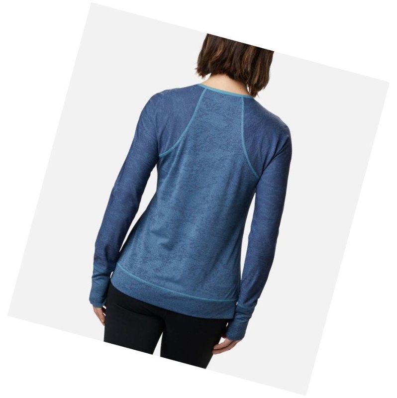 Columbia Adventura Hiking Long Sleeve Sweatshirt Kadın Mavi Camo | 81207-SYKA
