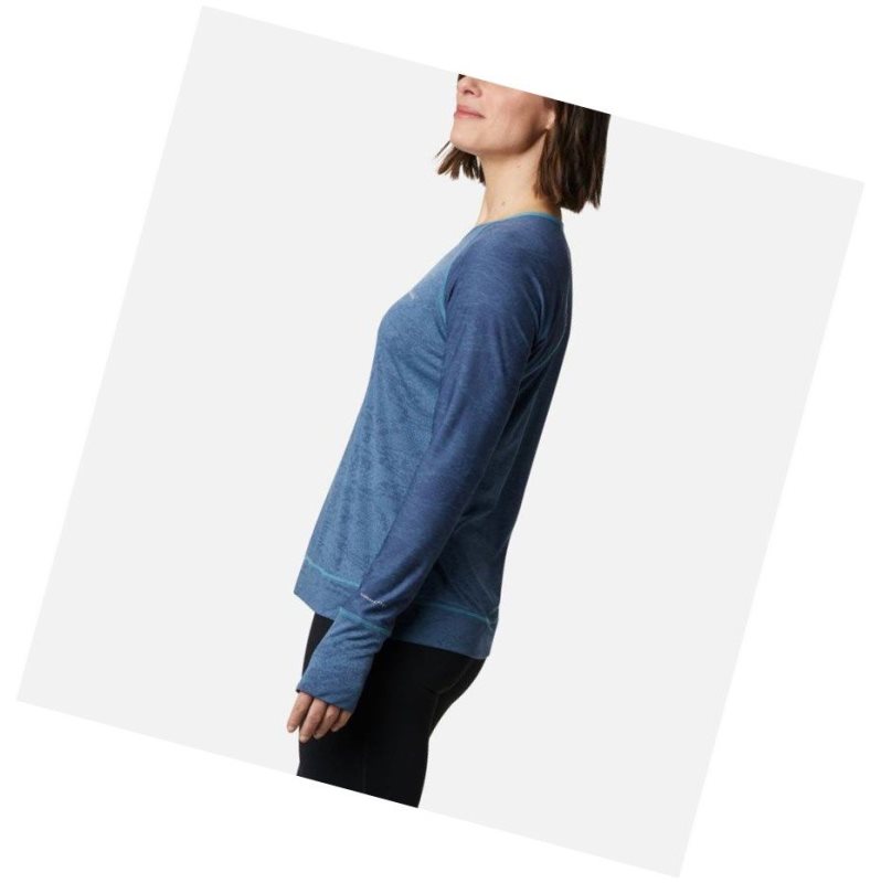 Columbia Adventura Hiking Long Sleeve Sweatshirt Kadın Mavi Camo | 81207-SYKA