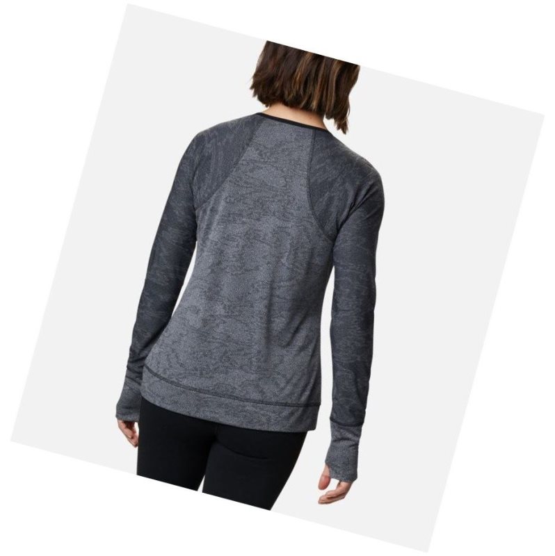 Columbia Adventura Hiking Long Sleeve Sweatshirt Kadın Siyah Camo | 97138-SZCO