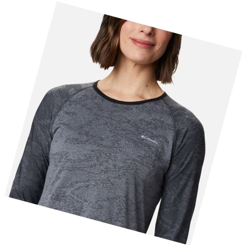 Columbia Adventura Hiking Long Sleeve Sweatshirt Kadın Siyah Camo | 97138-SZCO