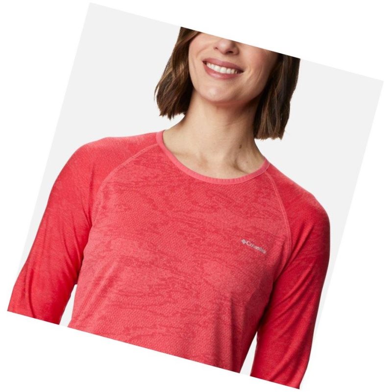 Columbia Adventura Hiking Long Sleeve Sweatshirt Kadın Açık Pembe Camo | 74086-DRPA