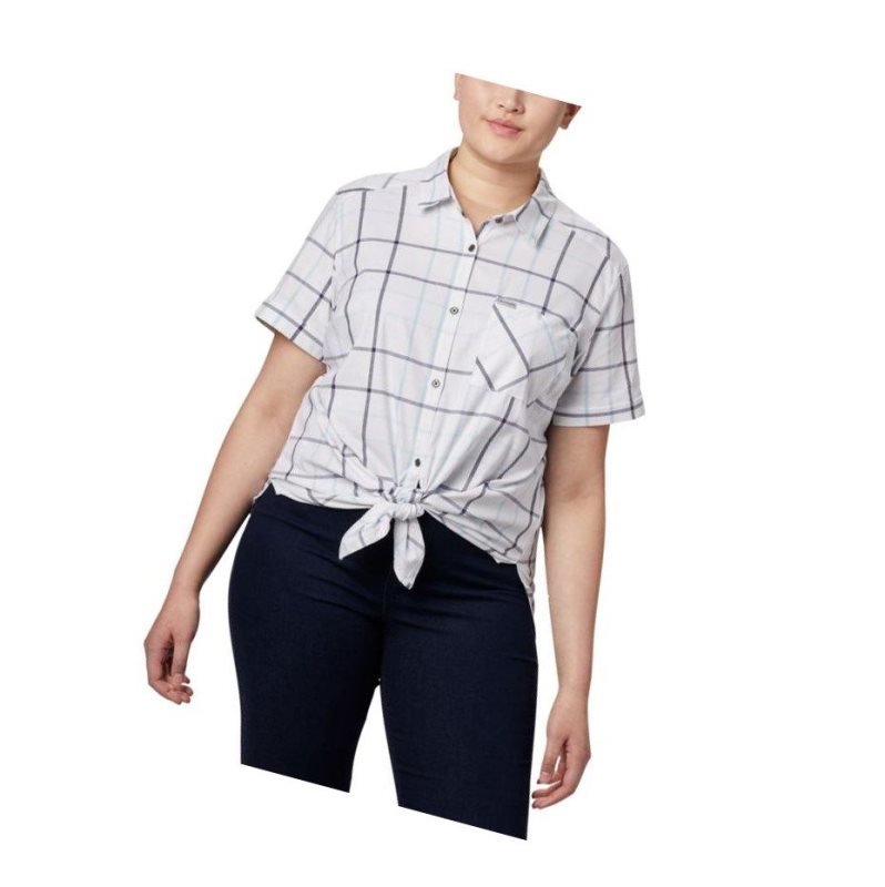 Columbia Anytime Casual Stretch Short Sleeve Plus Size Gömlek Kadın Mavi Renkli | 98716-ZGKM