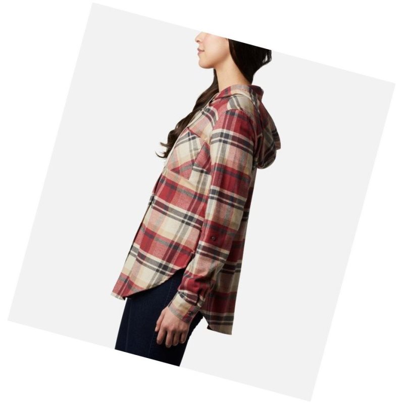 Columbia Anytime Stretch Hooded Long Sleeve Gömlek Kadın Kırmızı Renkli | 79235-OJDS