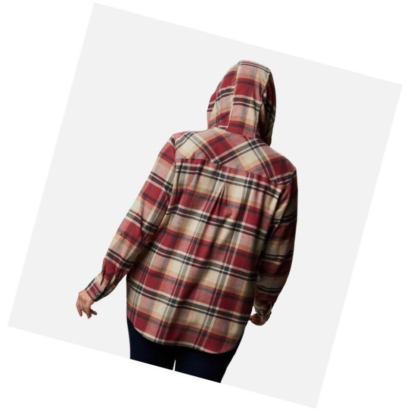 Columbia Anytime Stretch Hooded Long Sleeve Plus Size Gömlek Kadın Kırmızı Renkli | 09876-PRVX
