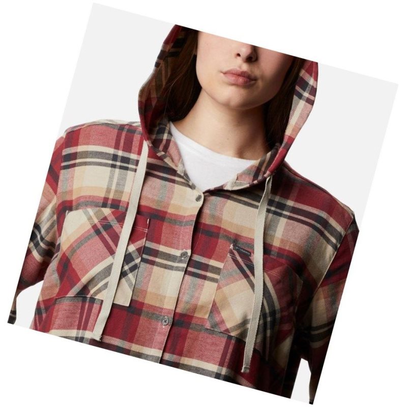 Columbia Anytime Stretch Hooded Long Sleeve Plus Size Gömlek Kadın Kırmızı Renkli | 09876-PRVX