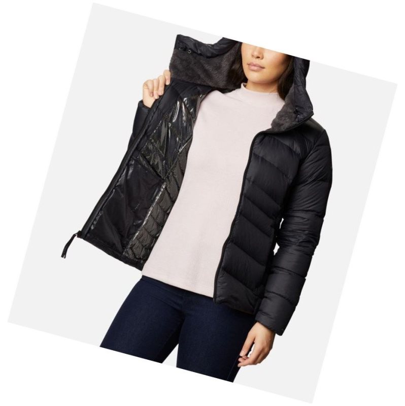 Columbia Autumn Park Down Hooded Mont Kadın Siyah | 81594-DIVF
