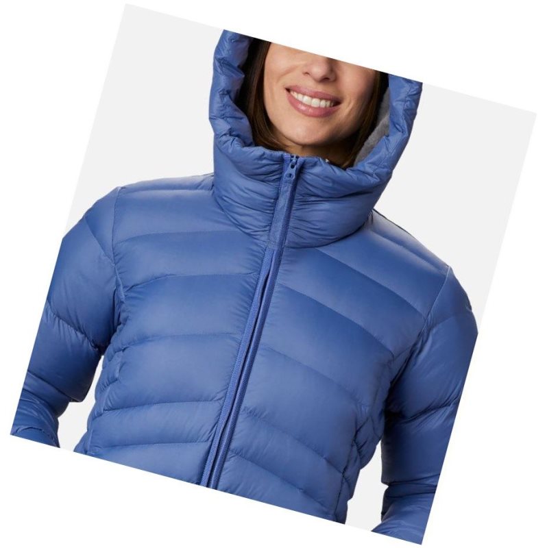 Columbia Autumn Park Down Hooded Mont Kadın Mavi | 93784-RIAE