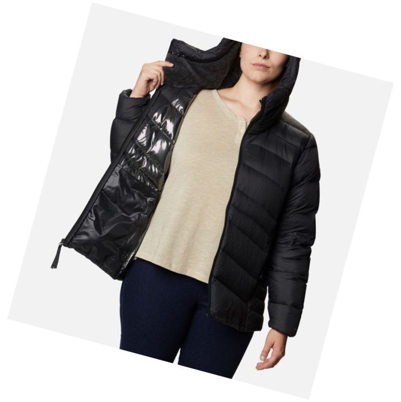 Columbia Autumn Park Down Hooded Plus Size Mont Kadın Siyah | 73102-XKCH