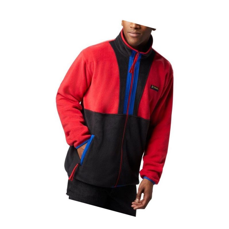 Columbia Back Bowl Full Zip Fleece Mont Erkek Mavi Kırmızı Siyah | 74295-DFVG