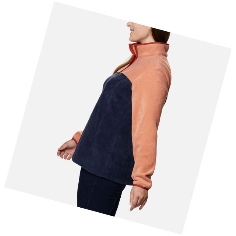 Columbia Benton Springs Half Snap Plus Size Sweatshirt Kadın Pembe Lacivert | 83740-FVLW