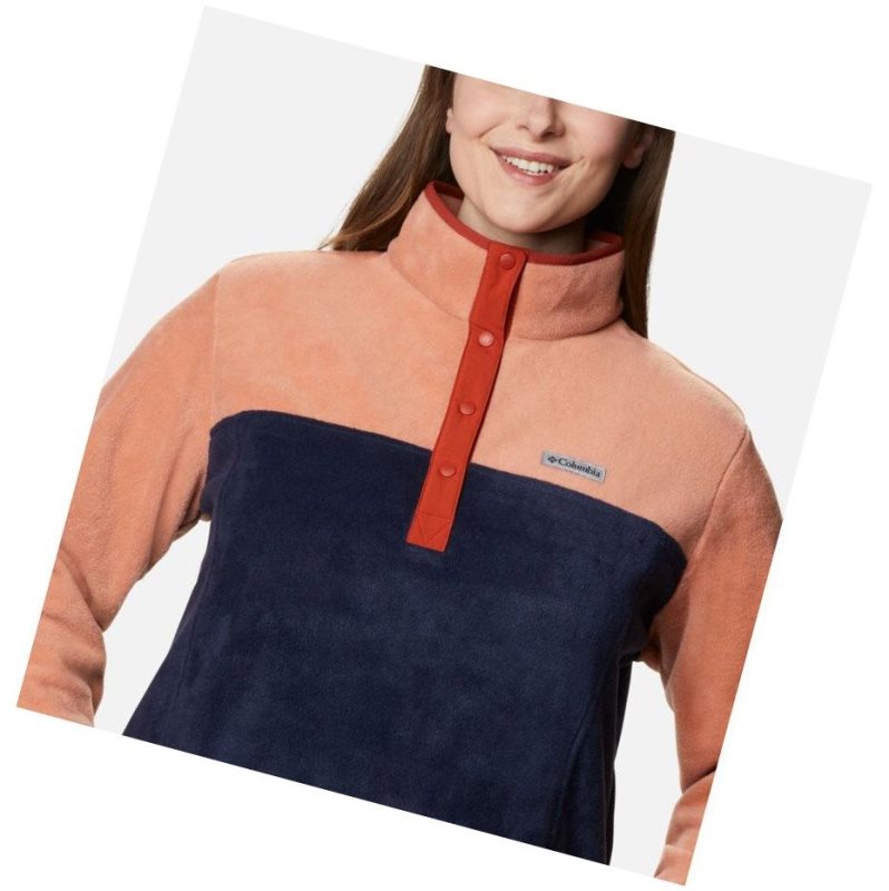 Columbia Benton Springs Half Snap Plus Size Sweatshirt Kadın Pembe Lacivert | 83740-FVLW