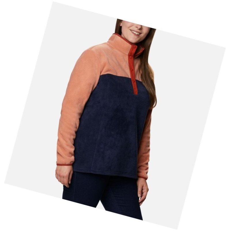 Columbia Benton Springs Half Snap Plus Size Sweatshirt Kadın Pembe Lacivert | 83740-FVLW