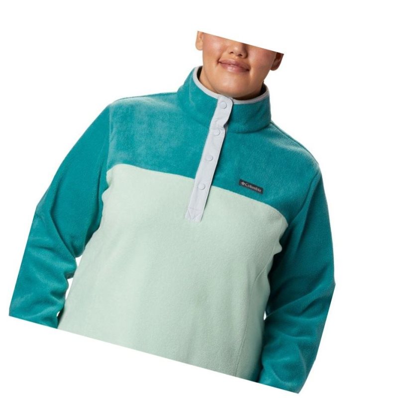Columbia Benton Springs Half Snap Plus Size Sweatshirt Kadın Nane Açık Yeşil | 46853-IGLY