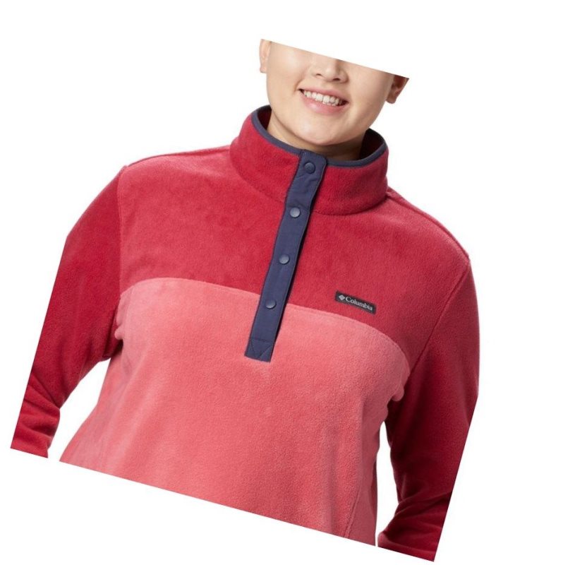 Columbia Benton Springs Half Snap Plus Size Sweatshirt Kadın Pembe Kırmızı Mor | 36520-KHAT