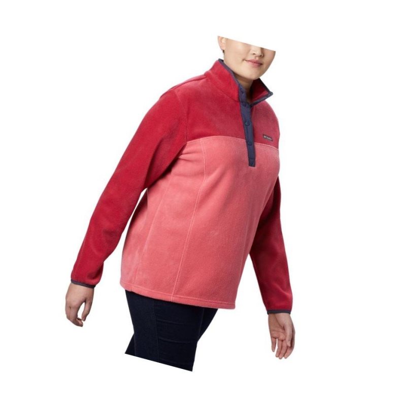 Columbia Benton Springs Half Snap Plus Size Sweatshirt Kadın Pembe Kırmızı Mor | 36520-KHAT